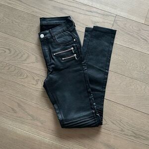 SOLD Faux Leather Black Moto Skinny Pants